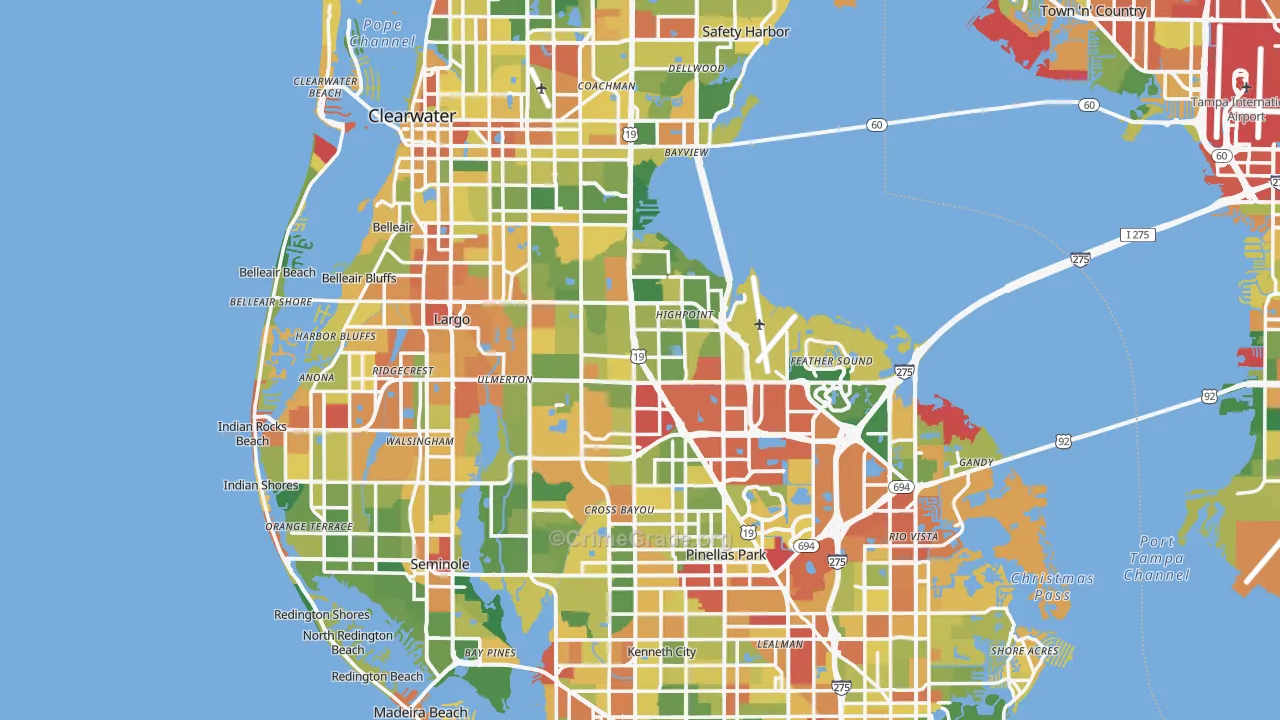 Pinellas County, FL Map of Drug-Related Crime Rates