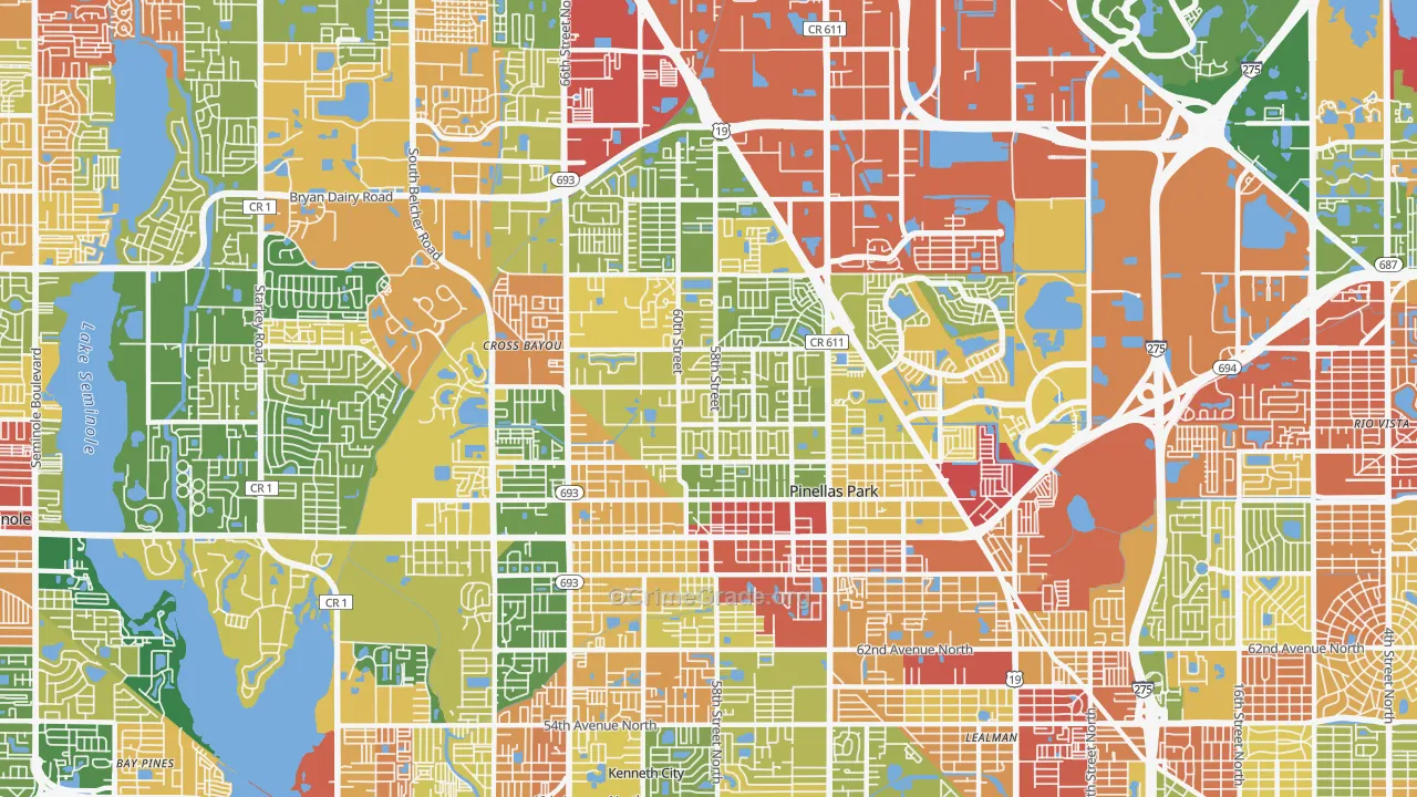 Pinellas Park, FL Map of Drug-Related Crime Rates