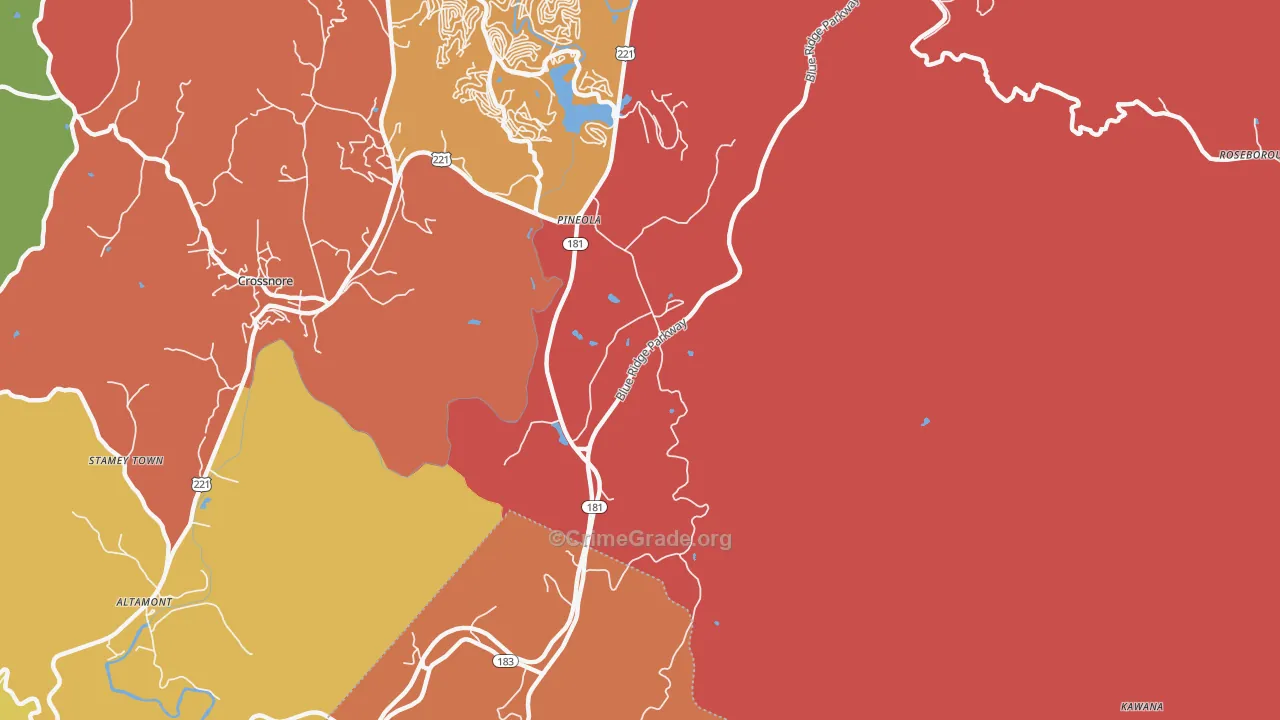 Pineola, NC Map of Drug-Related Crime Rates