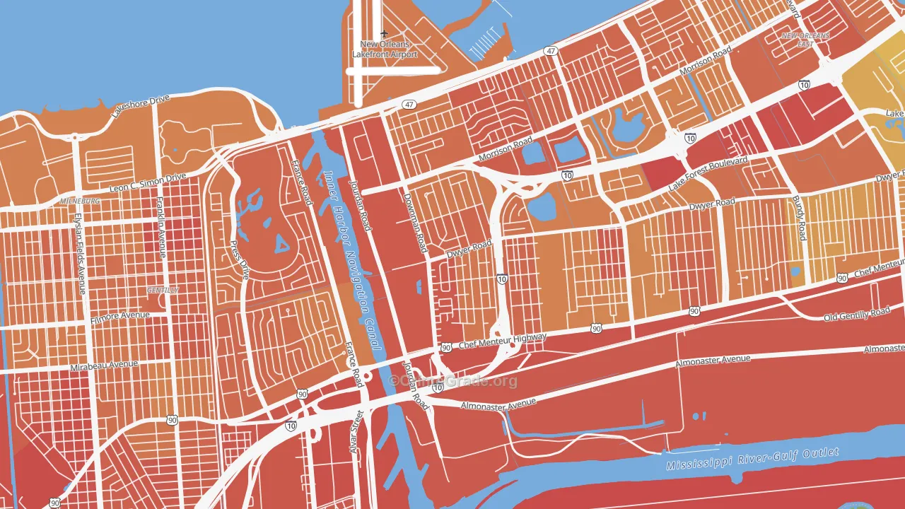 Pines Village, New Orleans, LA Map of Drug-Related Crime Rates