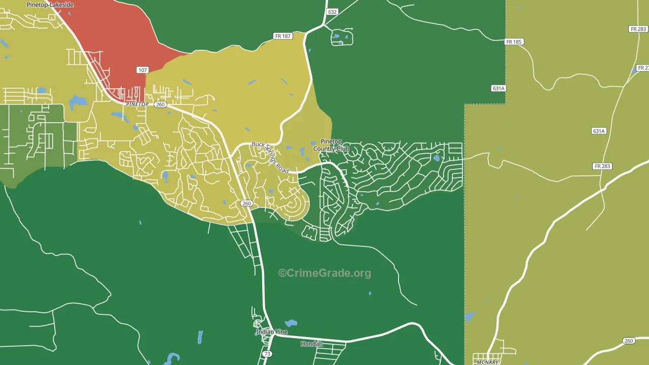 Pinetop Country Club, AZ Map of Drug-Related Crime Rates