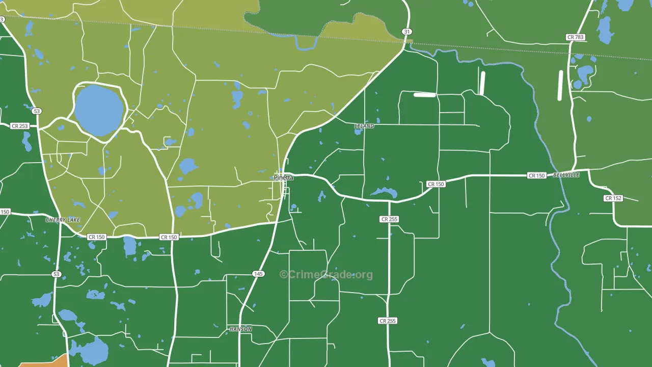 Pinetta, FL Map of Drug-Related Crime Rates