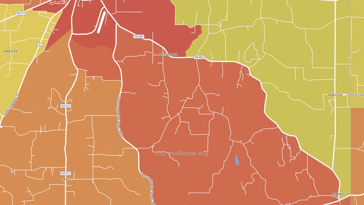 Pineview, TX Map of Drug-Related Crime Rates