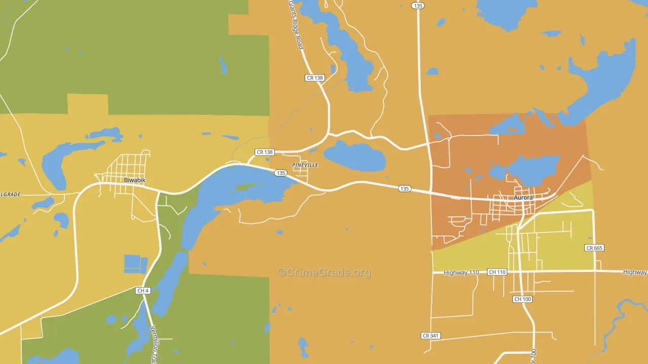Pineville, MN Map of Drug-Related Crime Rates