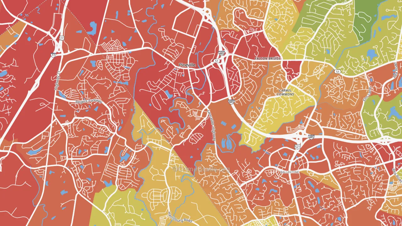 Pineville, NC Map of Drug-Related Crime Rates