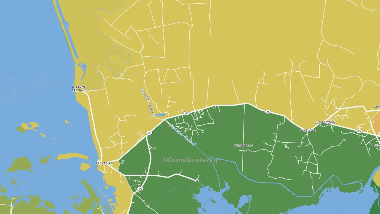 Pineville, SC Map of Drug-Related Crime Rates