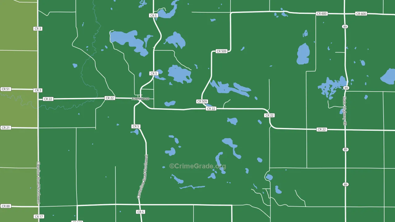 Pinewood, MN Map of Drug-Related Crime Rates