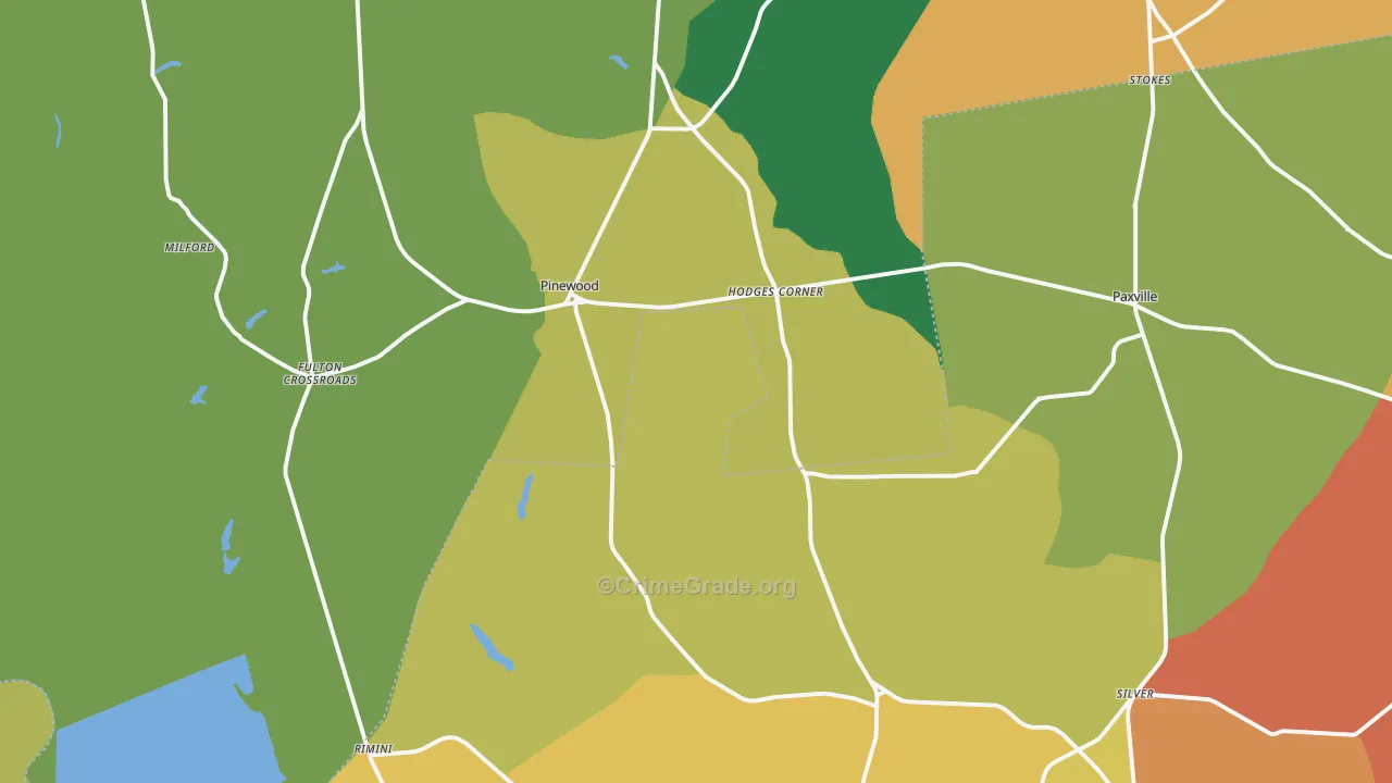 Pinewood, SC Map of Drug-Related Crime Rates