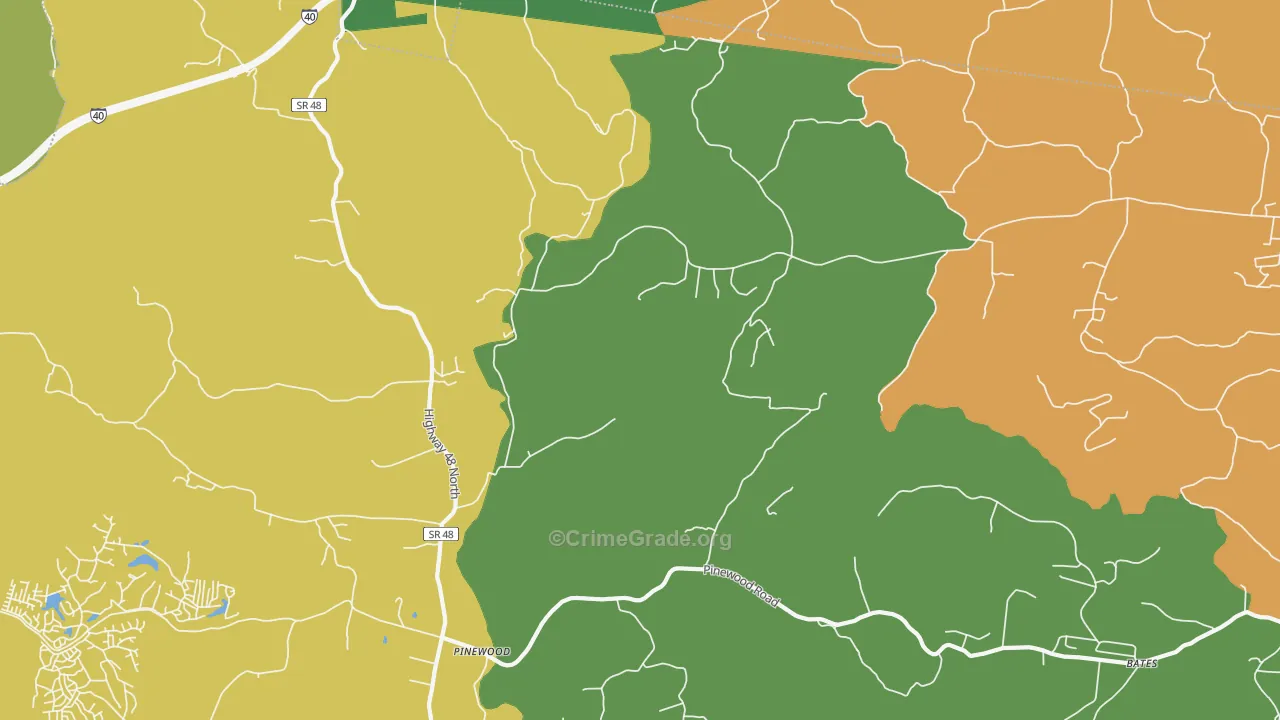 Pinewood, TN Map of Drug-Related Crime Rates