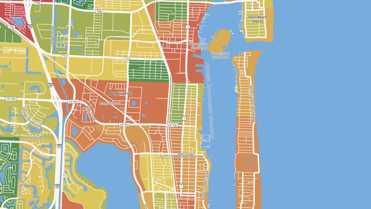 Pinewood-West Palm Beach, West Palm Beach, FL Map of Drug-Related Crime Rates
