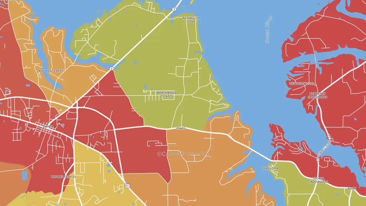 Piney, AL Map of Drug-Related Crime Rates