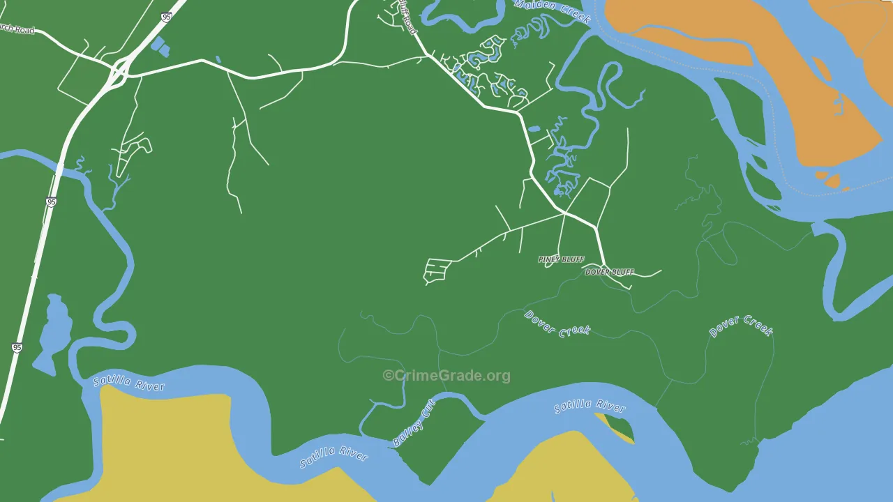 Piney Bluff, GA Map of Drug-Related Crime Rates