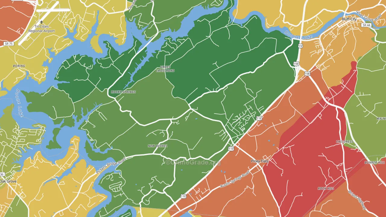 Piney Flats, TN Map of Drug-Related Crime Rates