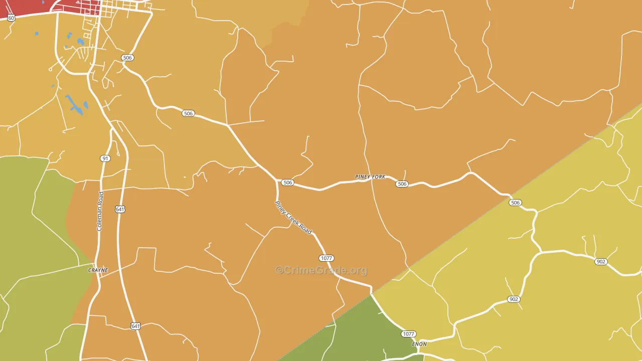 Piney Fork, KY Map of Drug-Related Crime Rates