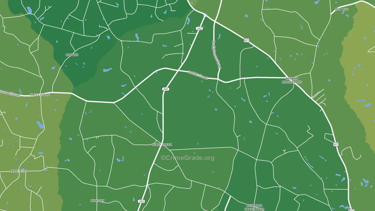 Piney Green, NC Map of Drug-Related Crime Rates