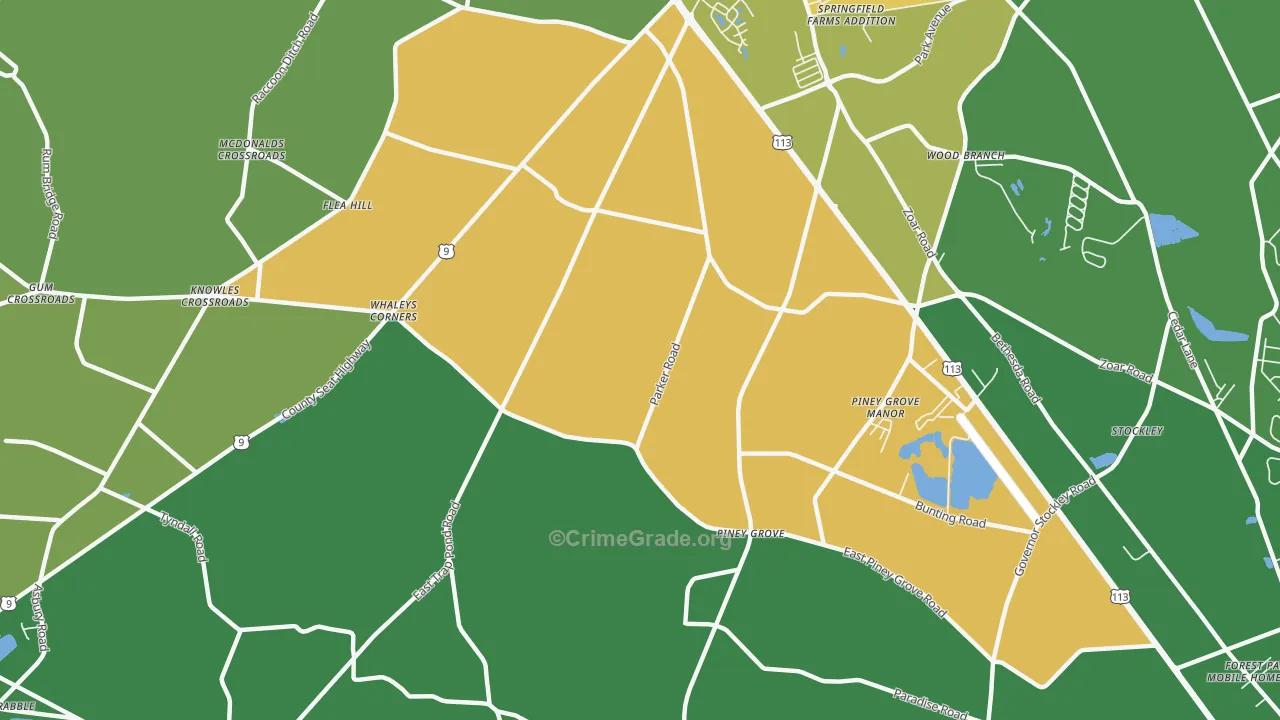 Piney Grove, DE Map of Drug-Related Crime Rates