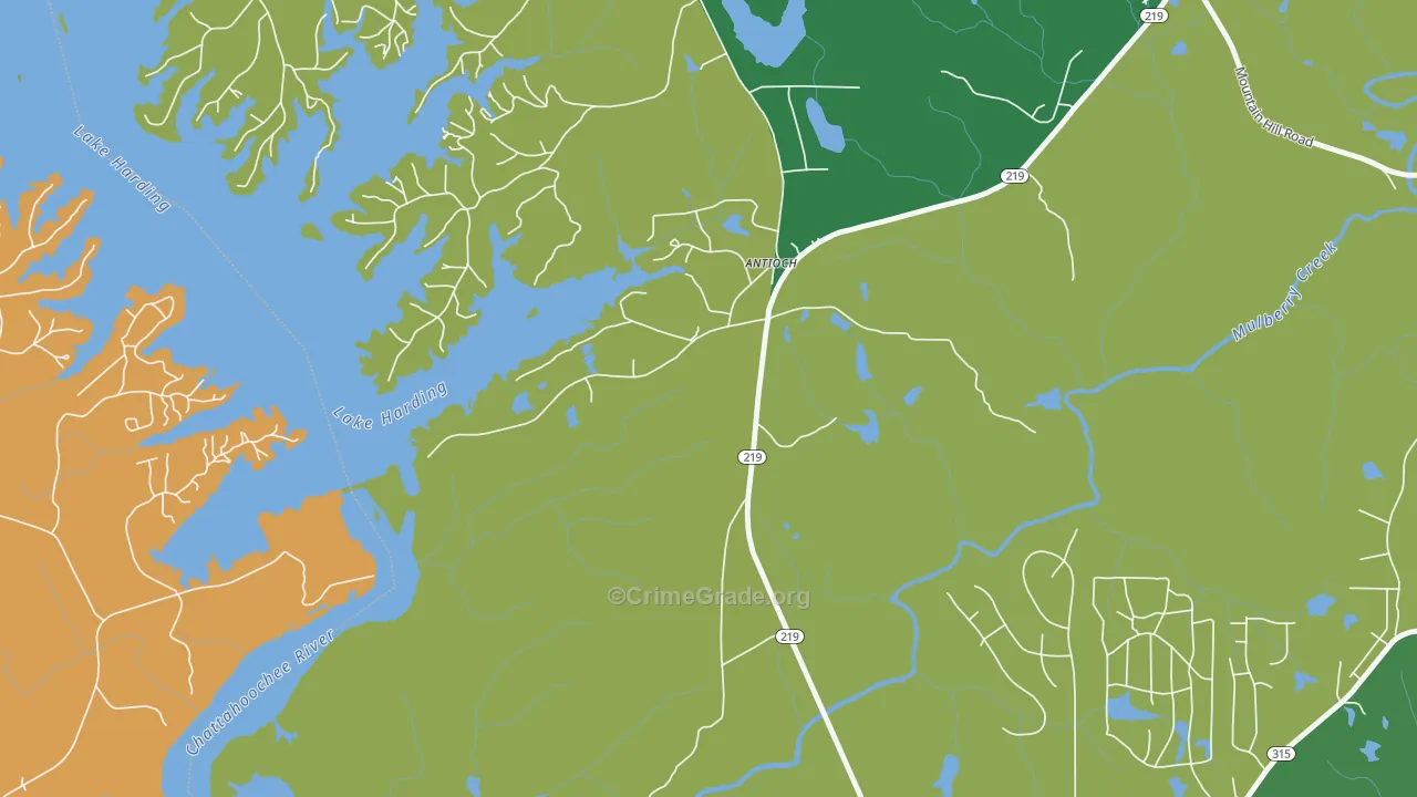 Piney Grove, GA Map of Drug-Related Crime Rates