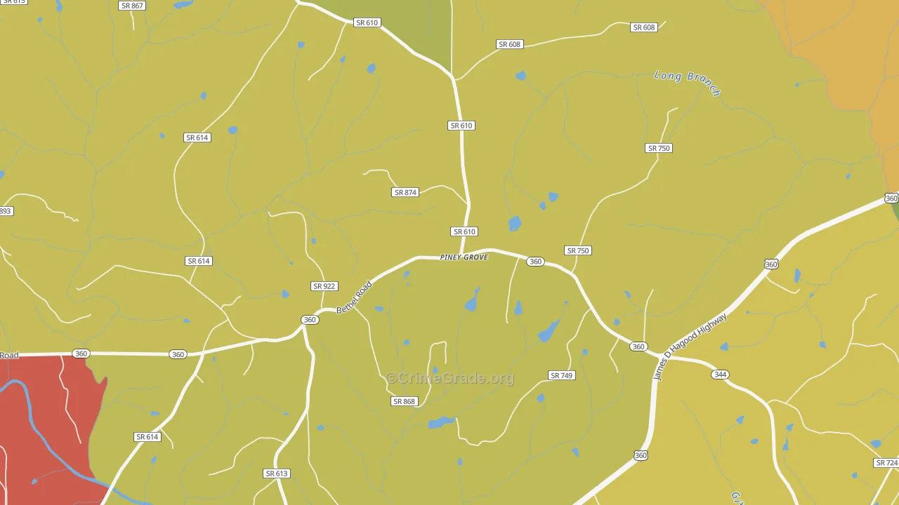 Piney Grove, VA Map of Drug-Related Crime Rates