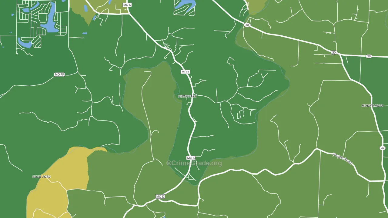 Piney Park, MO Map of Drug-Related Crime Rates