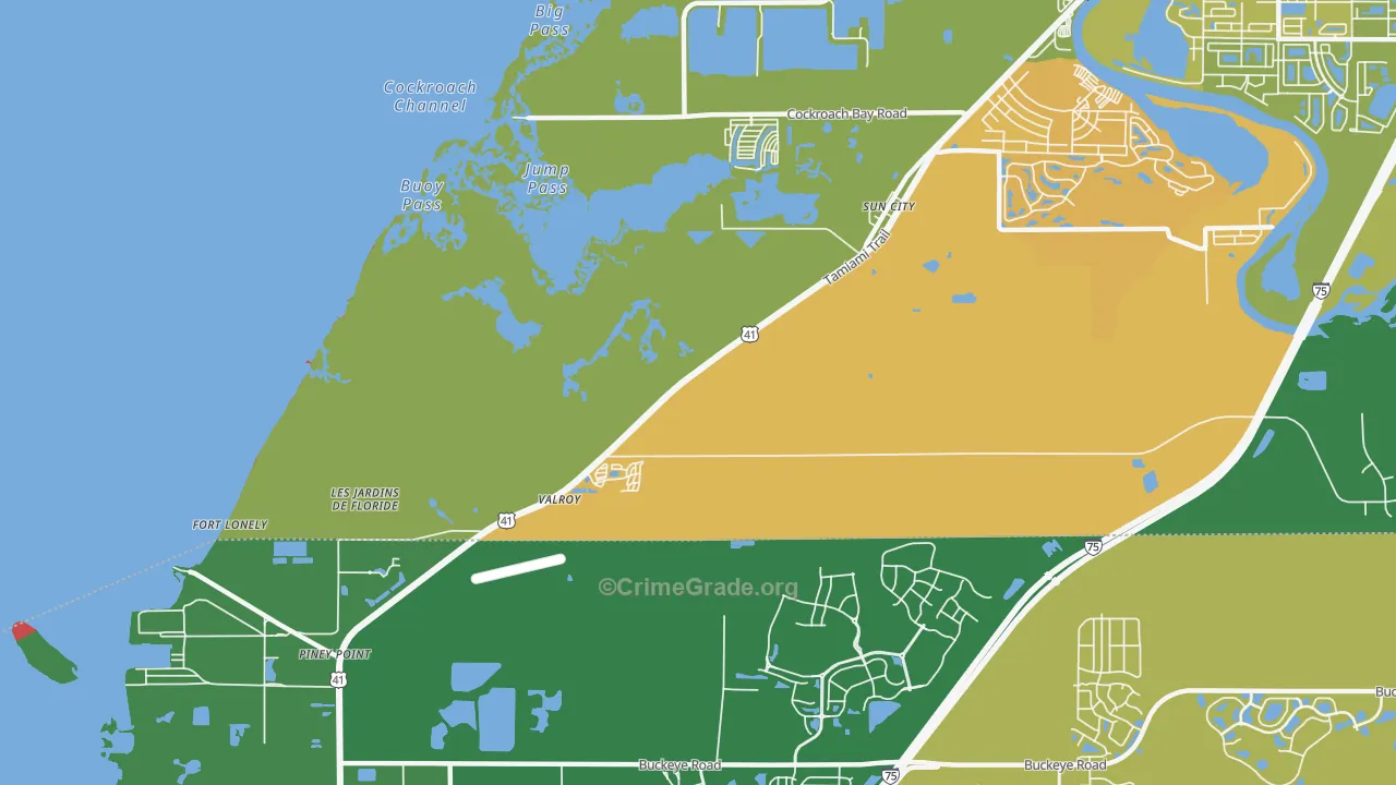Piney Point, FL Map of Drug-Related Crime Rates