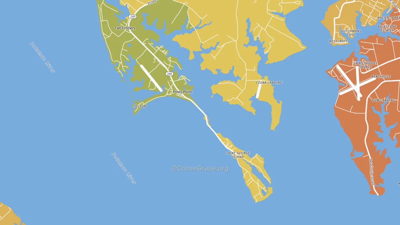 Piney Point, MD Map of Drug-Related Crime Rates