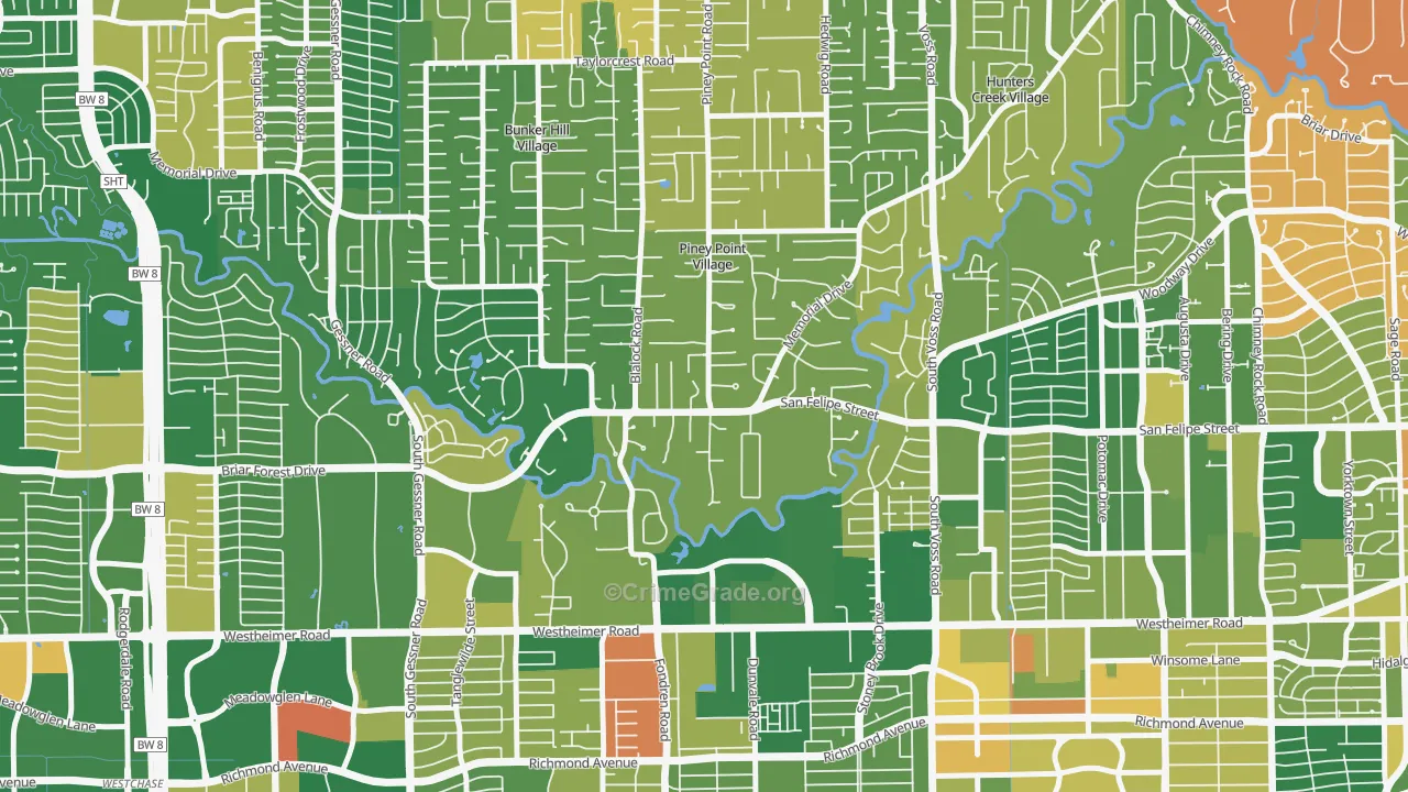 Piney Point Village, TX Map of Drug-Related Crime Rates
