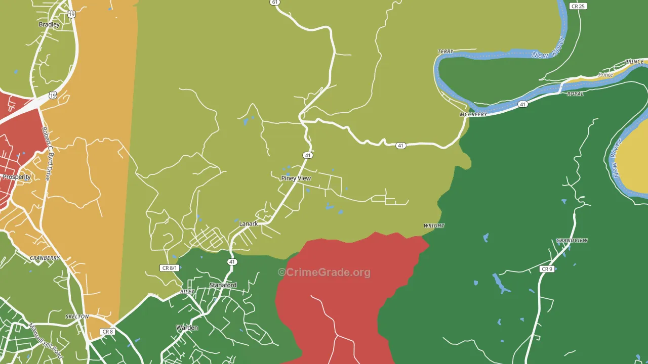Piney View, WV Map of Drug-Related Crime Rates