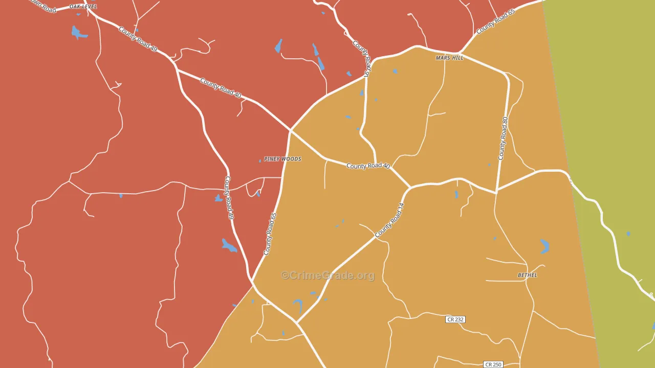 Piney Woods, AL Map of Drug-Related Crime Rates