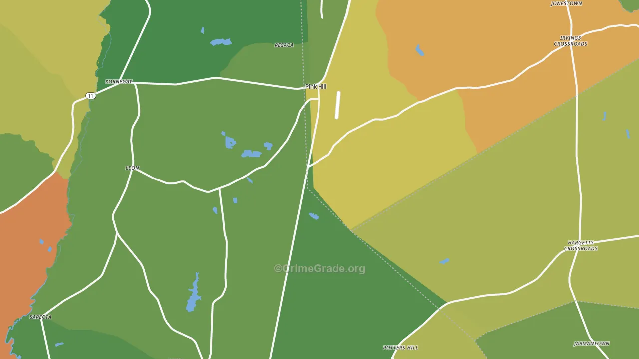 Pink Hill, NC Map of Drug-Related Crime Rates