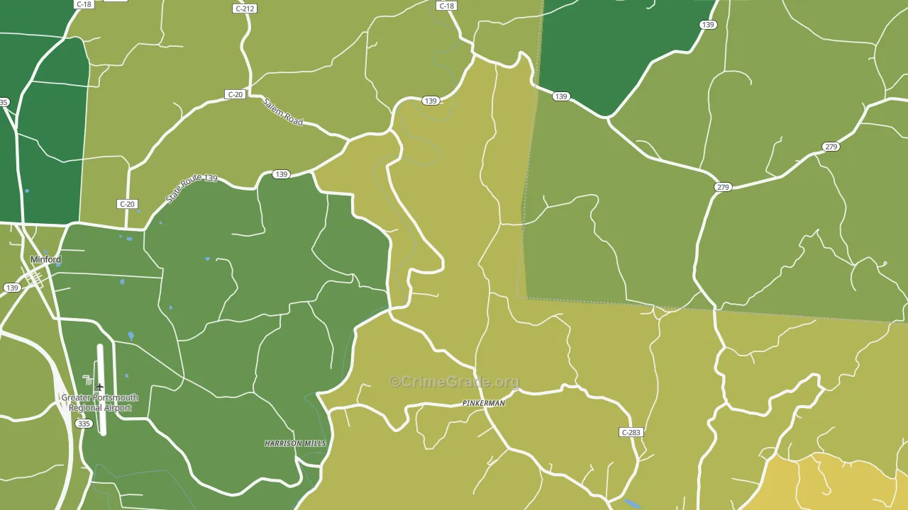 Pinkerman, OH Map of Drug-Related Crime Rates