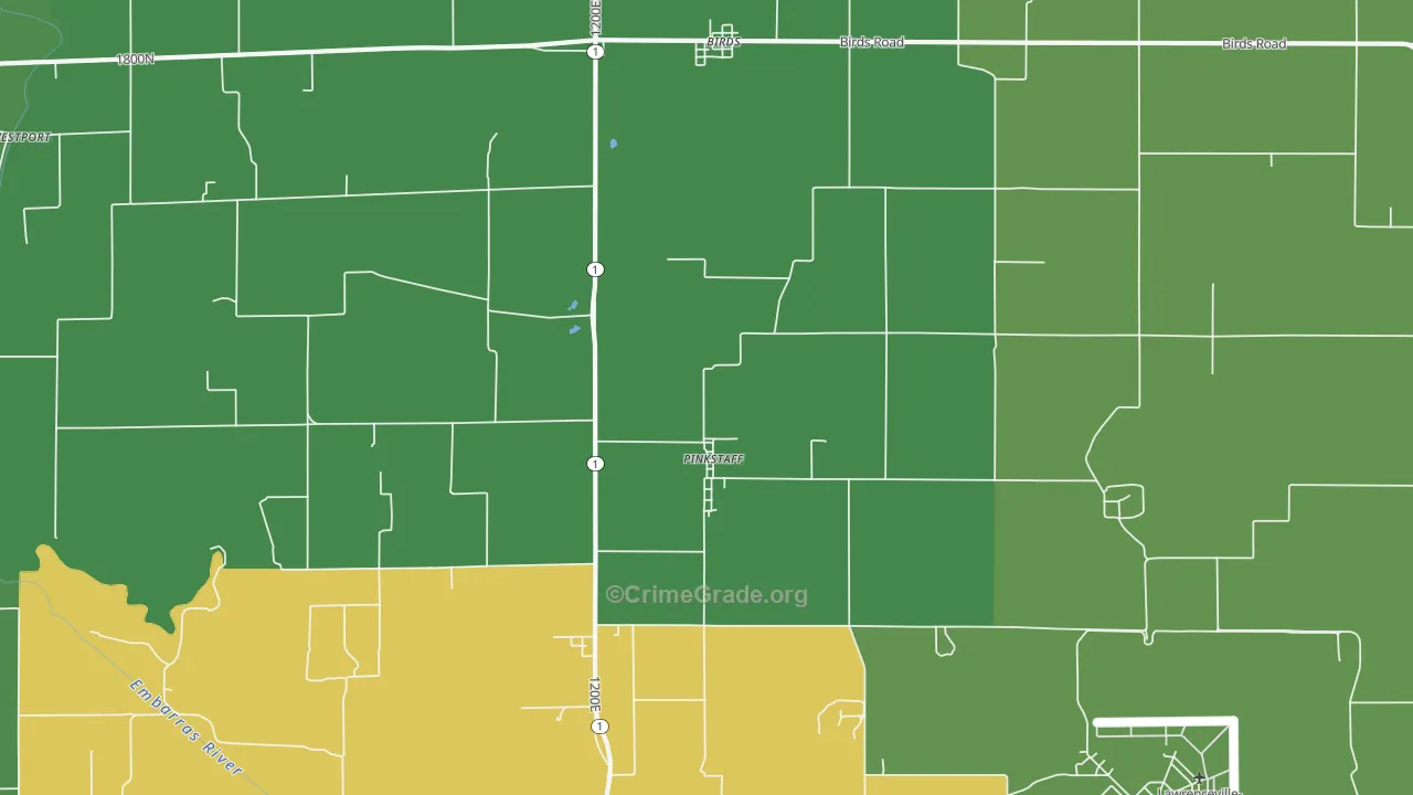 Pinkstaff, IL Map of Drug-Related Crime Rates