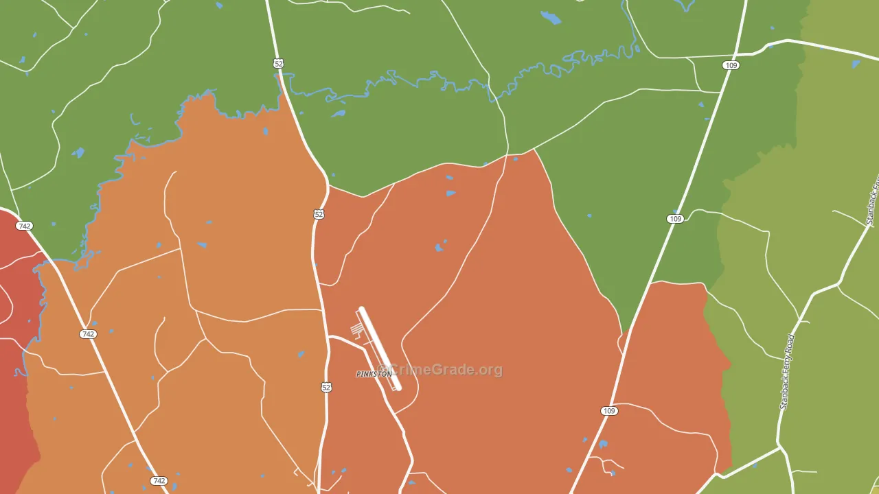 Pinkston, NC Map of Drug-Related Crime Rates
