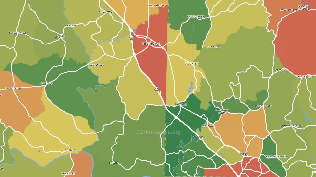 Pinnacle, NC Map of Drug-Related Crime Rates