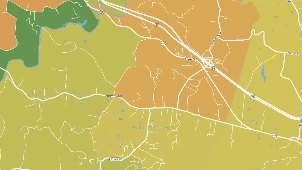 Pinnacle, TN Map of Drug-Related Crime Rates