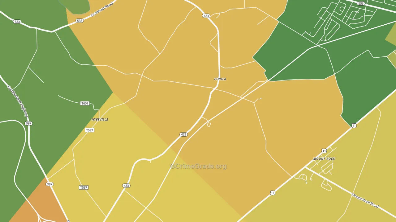 Pinola, PA Map of Drug-Related Crime Rates