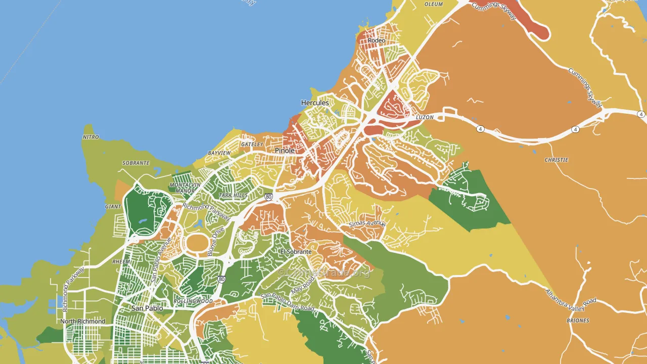 Pinole, CA Map of Drug-Related Crime Rates