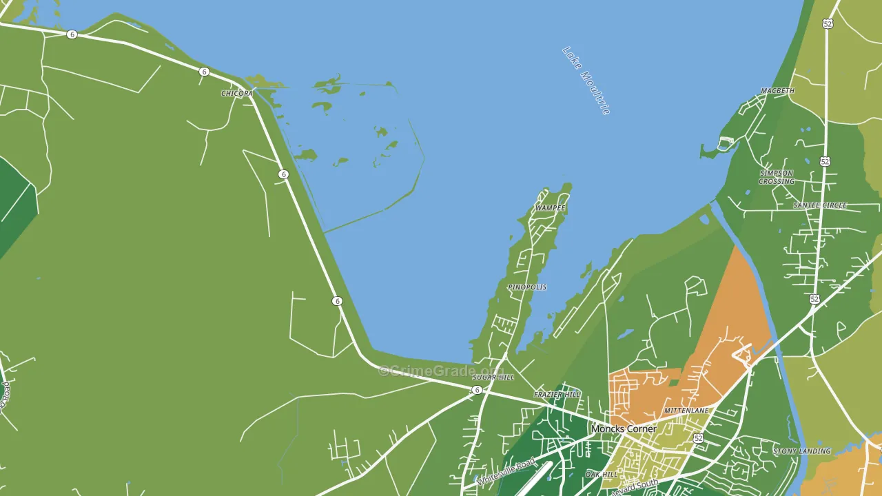 Pinopolis, SC Map of Drug-Related Crime Rates