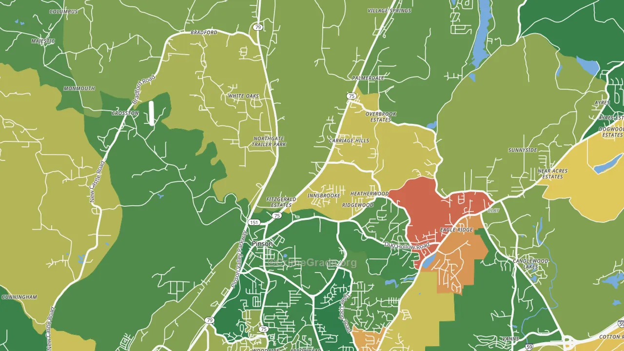 Pinson, AL Map of Drug-Related Crime Rates