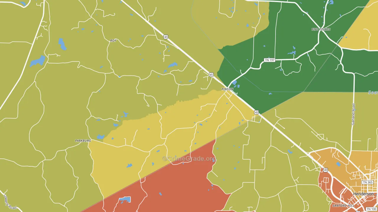Pinson, TN Map of Drug-Related Crime Rates