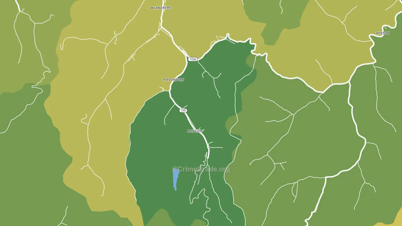 Pinsonfork, KY Map of Drug-Related Crime Rates