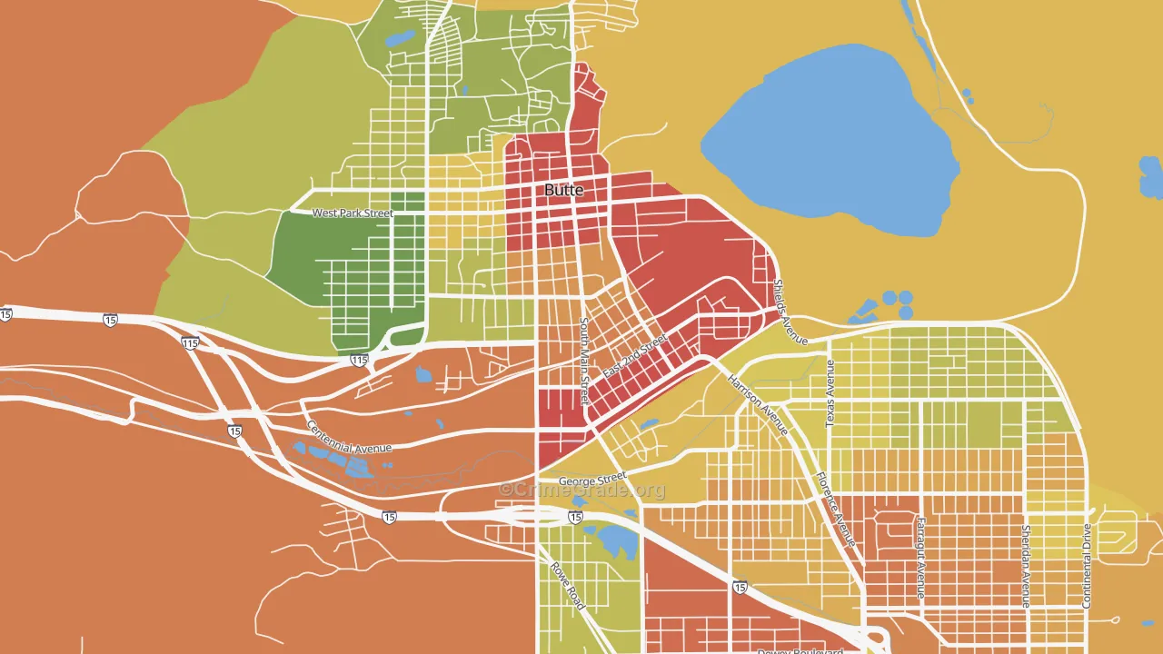 Pioneer, Butte, MT Map of Drug-Related Crime Rates
