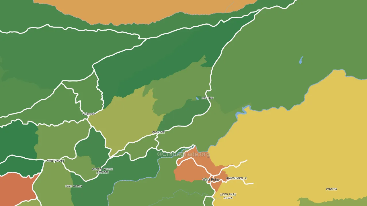 Pioneer, CA Map of Drug-Related Crime Rates