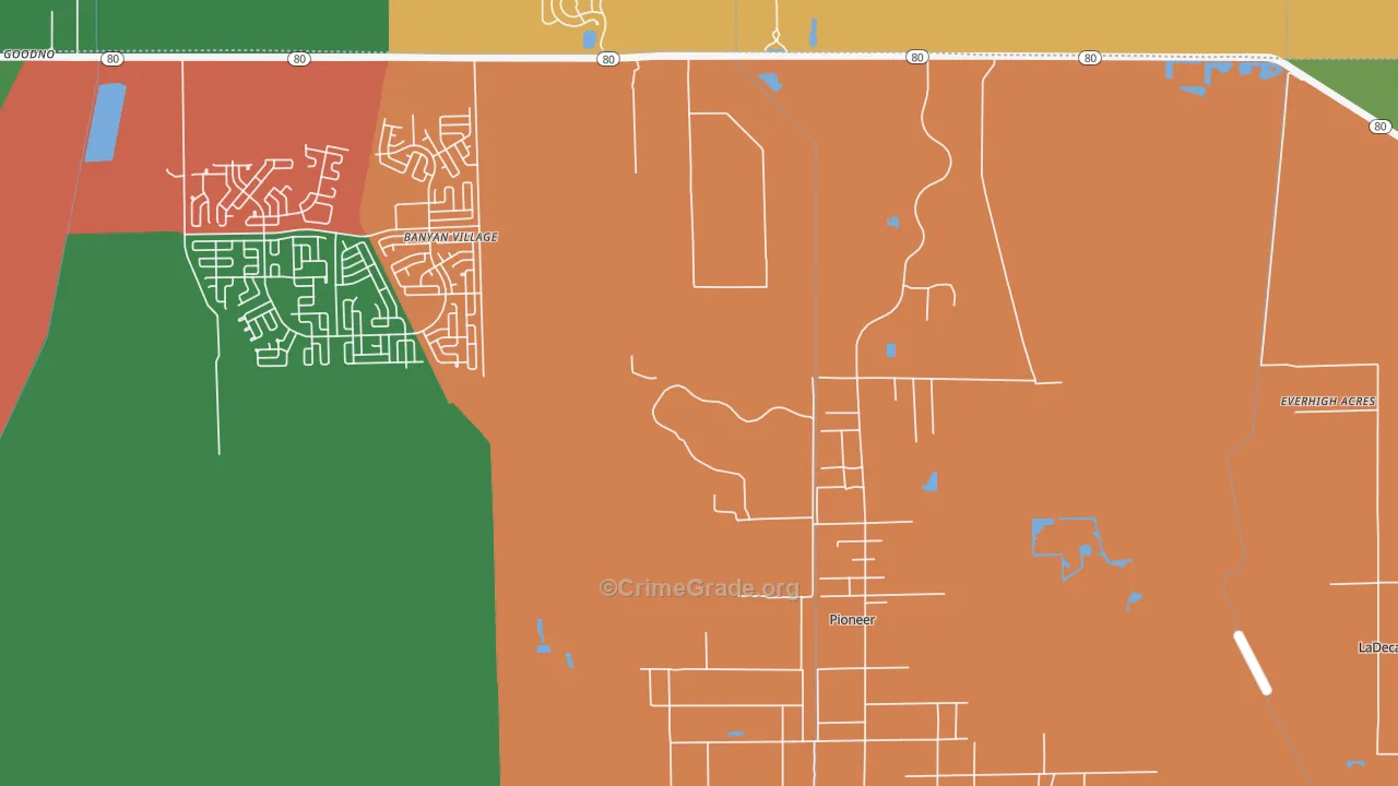 Pioneer, FL Map of Drug-Related Crime Rates