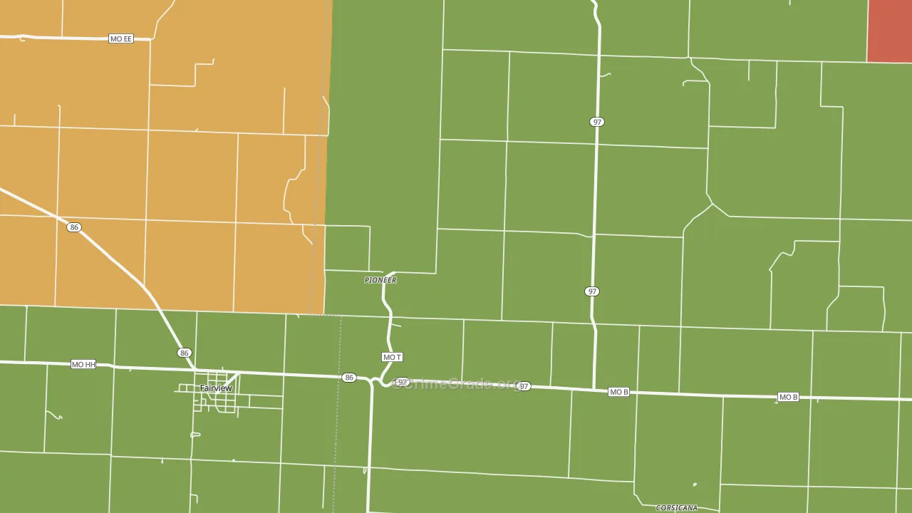 Pioneer, MO Map of Drug-Related Crime Rates