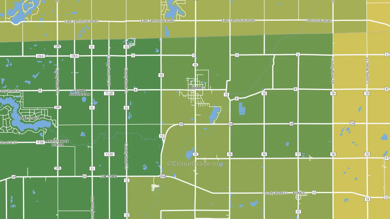 Pioneer, OH Map of Drug-Related Crime Rates