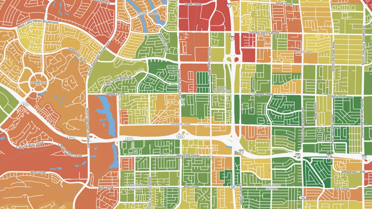 Pioneer Park, Las Vegas, NV Map of Drug-Related Crime Rates