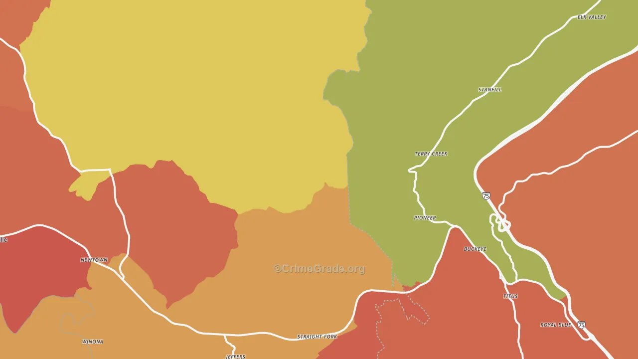 Pioneer, TN Map of Drug-Related Crime Rates