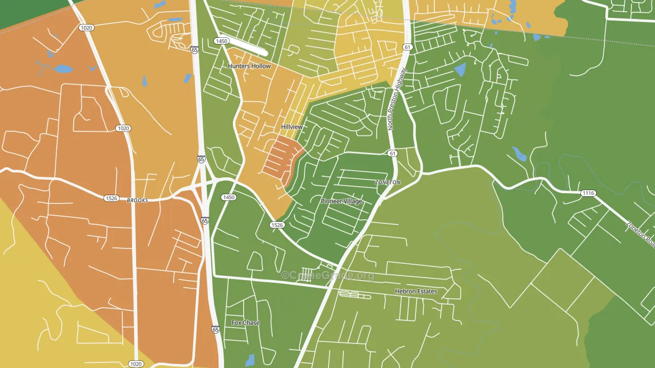 Pioneer Village, KY Map of Drug-Related Crime Rates