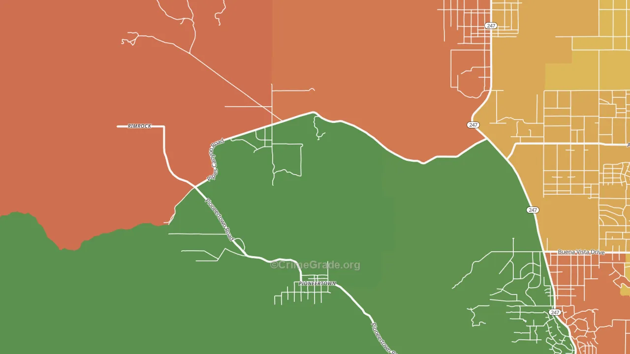 Pioneertown, CA Map of Drug-Related Crime Rates