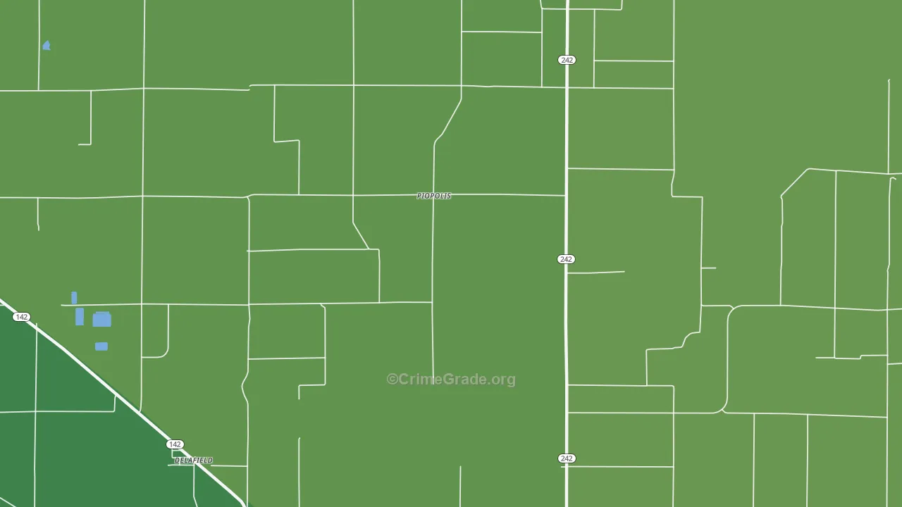 Piopolis, IL Map of Drug-Related Crime Rates